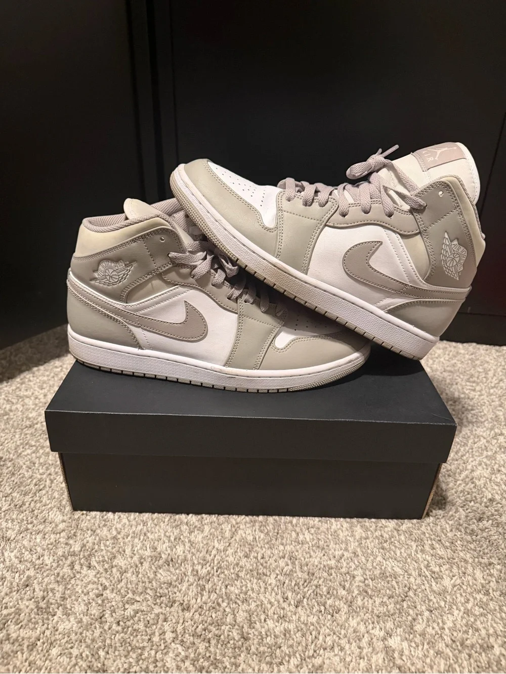 Jordan Mid-Top Sneakers in Light Gray and White
